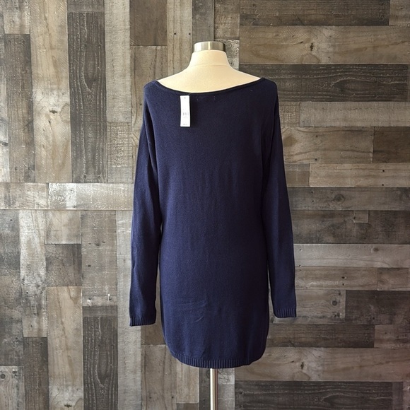 NWT! New York & Co navy knit sweater medium zipper oversized gorpcore classic - Picture 9 of 12